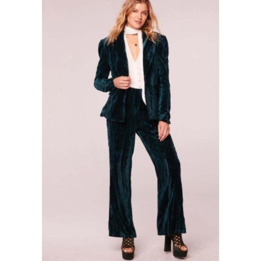 NWT Anthropologie Band of Free XS Green Crushed Velvet Pants 131981